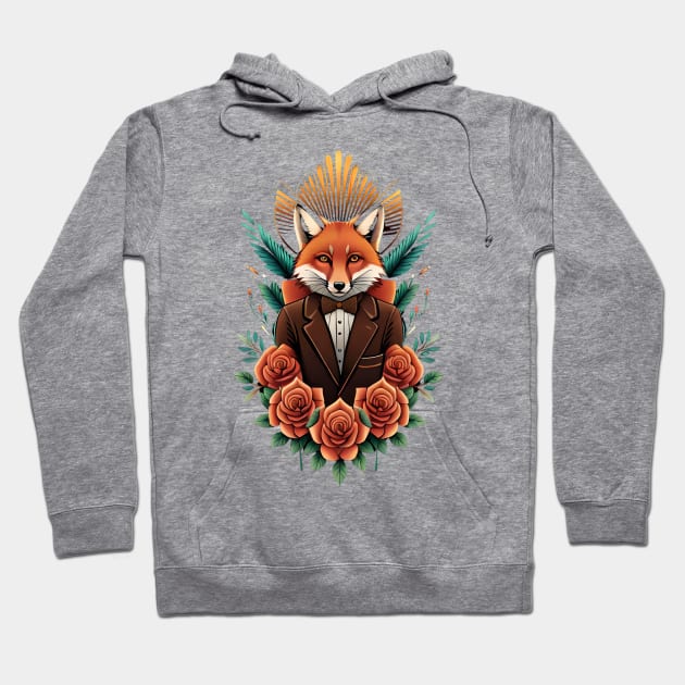 Fox and flowers tattoo style 6 Hoodie by Dandeliontattoo